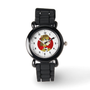 Pulsera León sosteniendo un reloj de personalizado de fútb