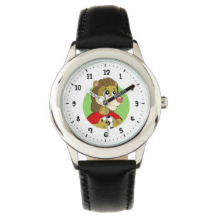Pulsera León sosteniendo un reloj de personalizado de fútb