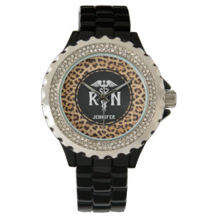 Pulsera Leopardo Imprimir reloj de enfermera de silicona