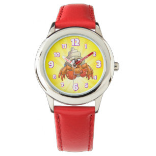 Pulsera lindo reloj de cangrejo personalizado amarillo y r
