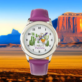 Pulsera Llama cuta y cactus añaden un reloj de nombres