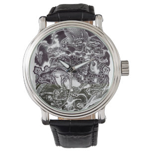 Pulsera Los demonios montan un reloj de diseño de tatuajes