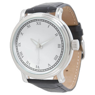Pulsera Los números romanos de los hombres reloj de cuero 