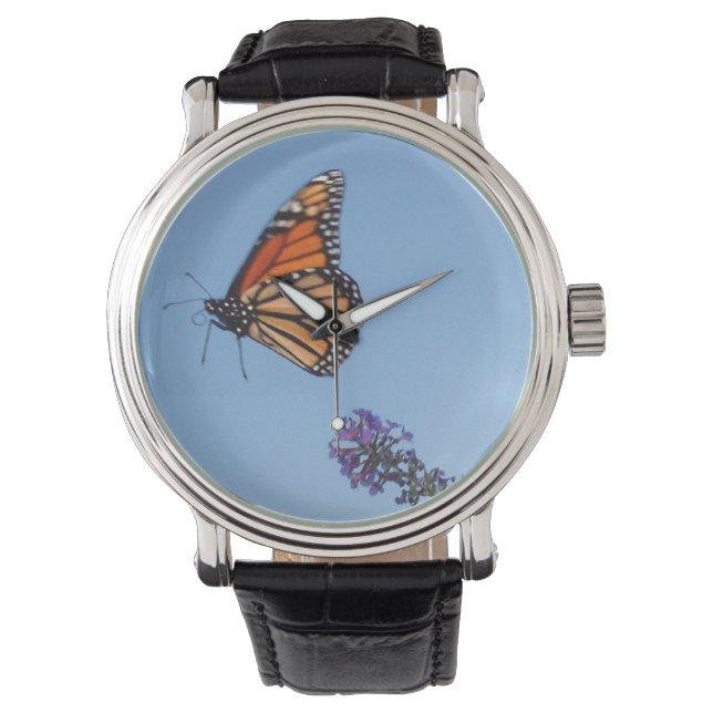 Pulsera Mariposa monarca en reloj de vuelo (Anverso)