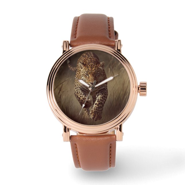 Pulsera Masculino, Fondo de Leopardo, Reloj de Hombres (Anverso)