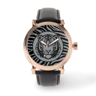 Pulsera Masculino, rostro de tigre gris negro, reloj moder