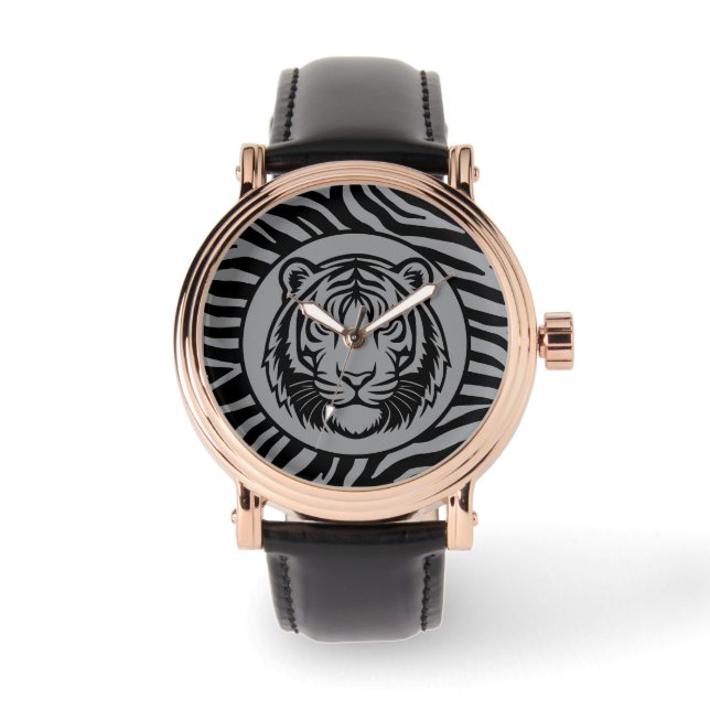 Pulsera Masculino, rostro de tigre gris negro, reloj moder (Anverso)