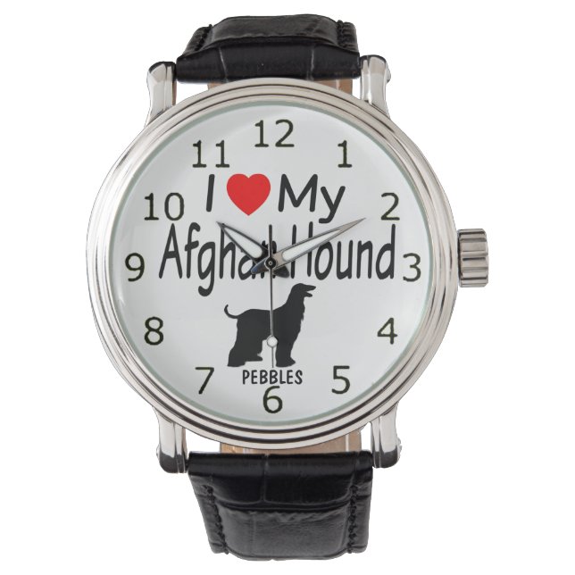 Pulsera Me encanta mi reloj afgano de perros (Anverso)