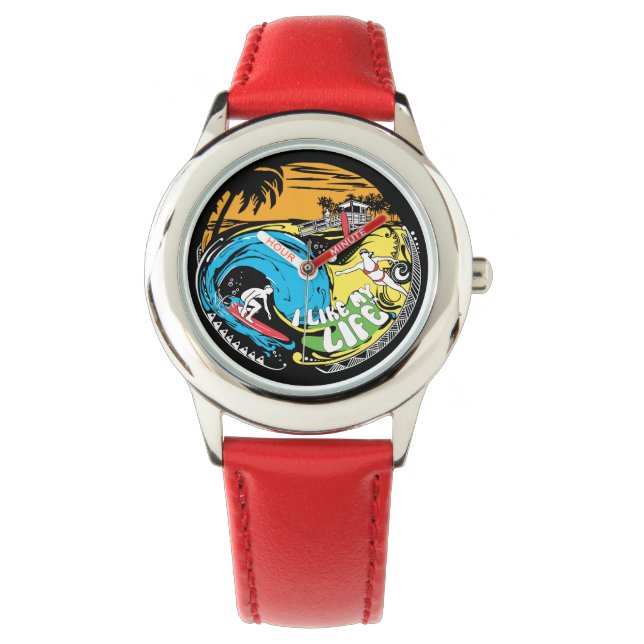 Pulsera "Me gusta MI vida" en el reloj de playa (Anverso)