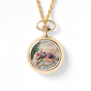 Pulsera Mejor reloj de fotos personalizado de la abuela