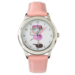 Pulsera Mini 2 - Reloj de correa de cuero rosa para niños