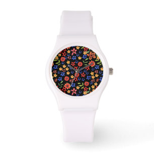 Pulsera Moda Retro Floral Imprimir Personalizado reloj de 