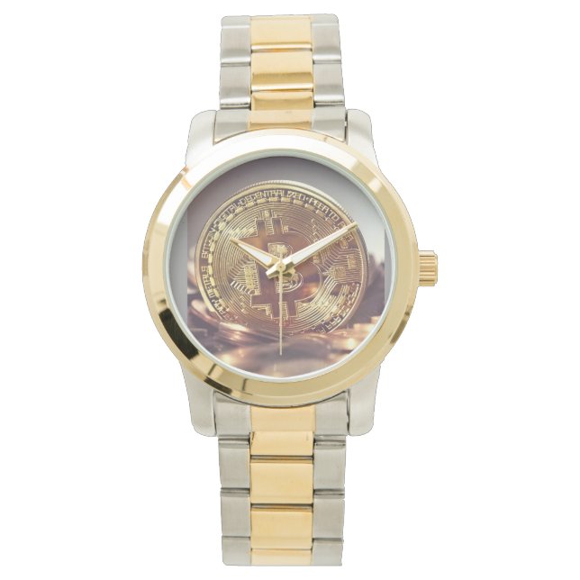 Pulsera moneda de bitcoin, reloj criptográfico (Anverso)