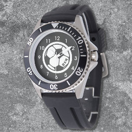 Pulsera Monograma masculino reloj de fútbol negro
