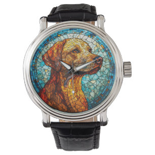 Pulsera 🌸 Mosaico Labrador Color Reloj de Arte Estilo par
