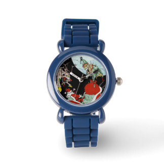 Pulsera Navidades pesadilla reloj de cuero negro de niño