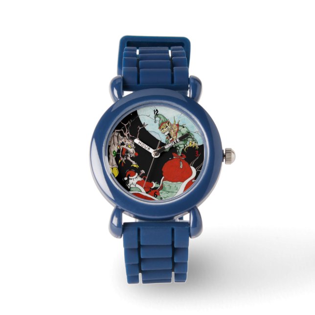 Pulsera Navidades pesadilla reloj de cuero negro de niño (Anverso)