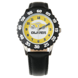 Pulsera Niños divertidos amarillo nombre de auto y reloj d