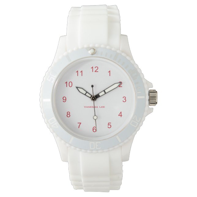 Pulsera Nombrar el reloj de silicio blanco deportivo de tu (Anverso)
