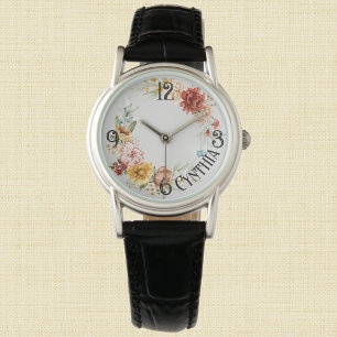 Pulsera Nombre, acuarela Florencia Holandesa reloj de cuer