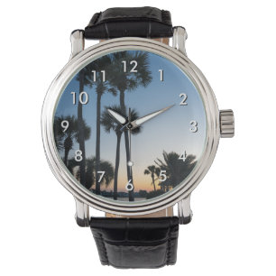 Pulsera Palm Trees Sunrise Destin Florida Reloj de muñecas