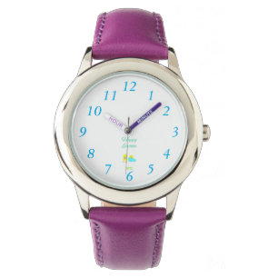 Pulsera Pascua Hatchlings Niños Reloj de Cuero Púrpura