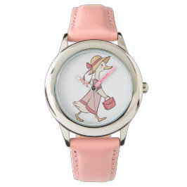 Pulsera Pato lindo en el reloj de niños vestidos de rosa