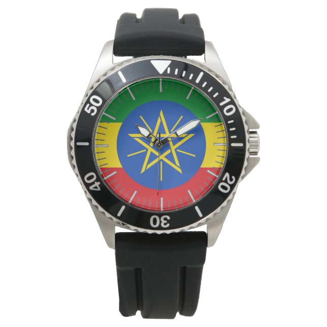 Pulsera Patriótico, reloj especial con bandera de Etiopía (Anverso)