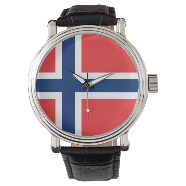 Pulsera Patriótico, reloj especial con bandera de Noruega (Anverso)