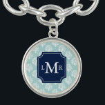 Pulsera Patrón de verano y monograma azul personalizados<br><div class="desc">... </div>