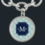 Pulsera Patrón de verano y monograma azul personalizados<br><div class="desc">... </div>