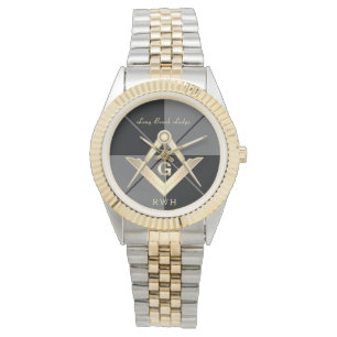 Pulsera Patrón gris Monograma Reloj de lodo masónico
