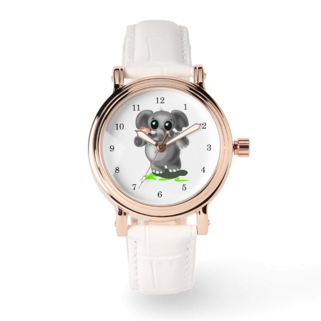Pulsera Pequeño elefante con regalo de reloj de flor (Anverso)