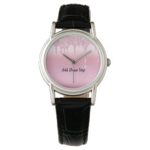 Pulsera Personalice su propio reloj Purpurina de goteo ros