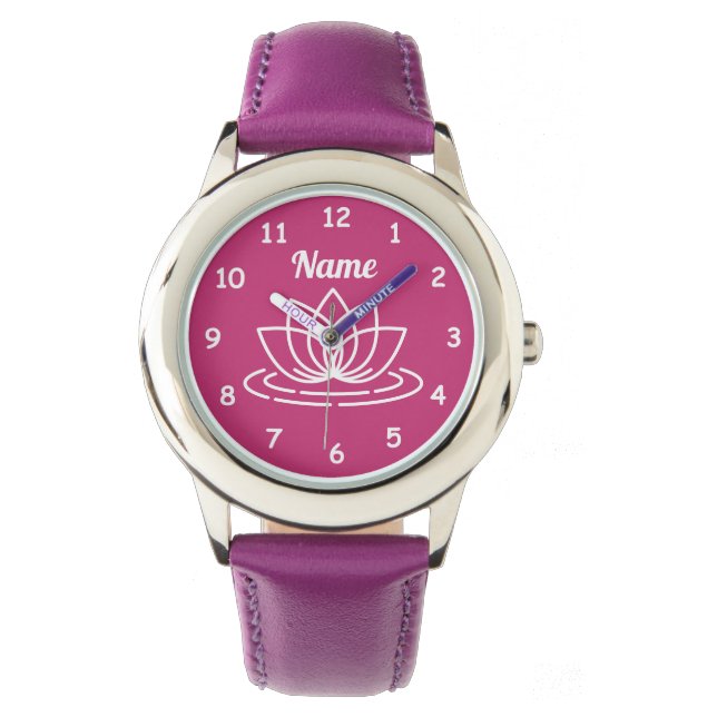 Pulsera Personalizado chica reloj con diseño de flores de  (Anverso)