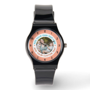 Pulsera ⌚ Personalizado de foto y reloj de texto para ella
