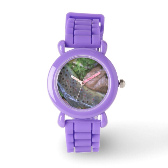 Pulsera Piel de trucha marrón, reloj de pesca con mosca (Anverso)