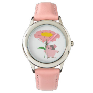Pulsera Piglet Personalizado con reloj de regalo (rosado)