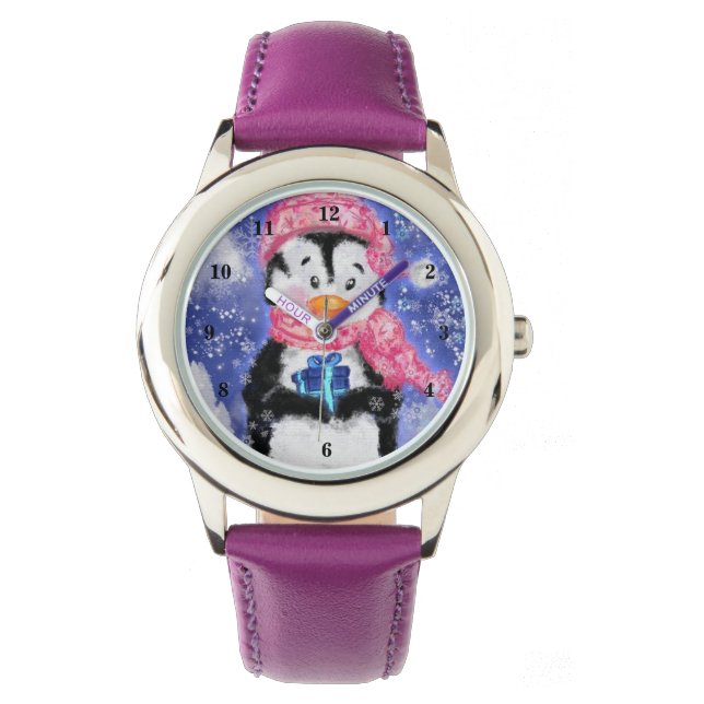 Pulsera Pingüino navidad con reloj de regalo (Anverso)