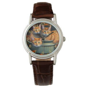 Pulsera Plantas de macetas de jengibre, reloj de cuero par