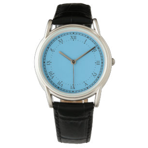 Pulsera Protección de la corona reloj de cuero negro y azu