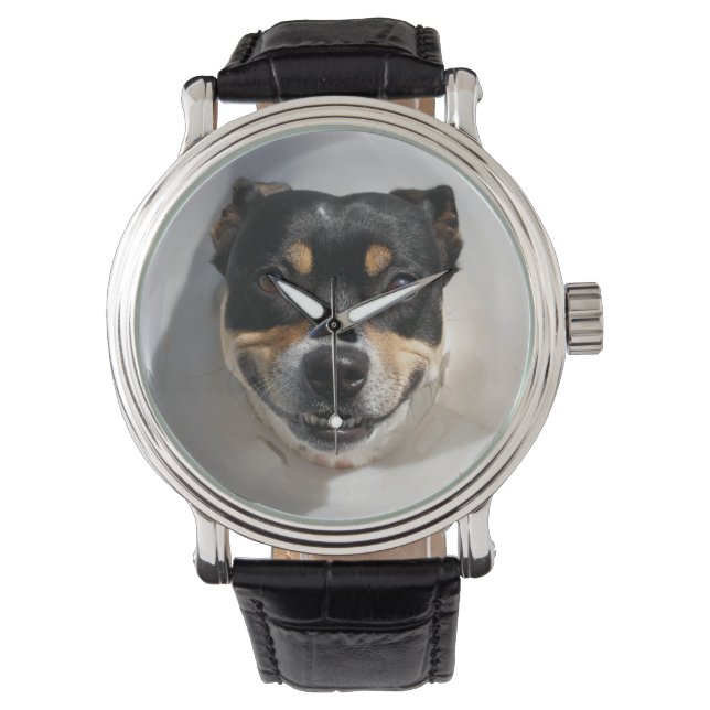 Pulsera Relajado reloj de perros sonriente (Anverso)
