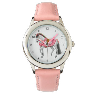 Pulsera Reloj adaptable de los chicas del caballo rosado