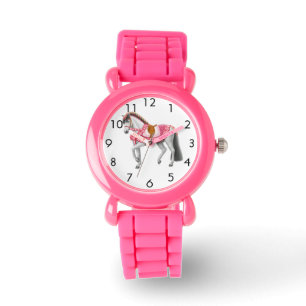 Pulsera Reloj adaptable de los chicas del caballo rosado