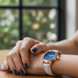 Pulsera Reloj Analógico de Mujer Copo de Nieve Rosa Dorado