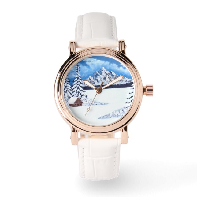 Pulsera Reloj Antiguo de Rosa Dorada Winter Wonder (Anverso)