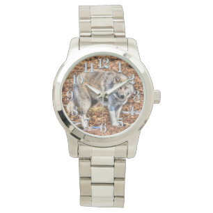 Pulsera Reloj ártico blanco de la fauna del lobo y de la