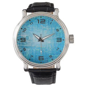Pulsera Reloj artístico de huella azul retro - Vibrante y 