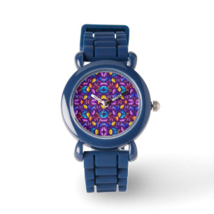 Pulsera Reloj azul con un vibrante diseño de mandala 