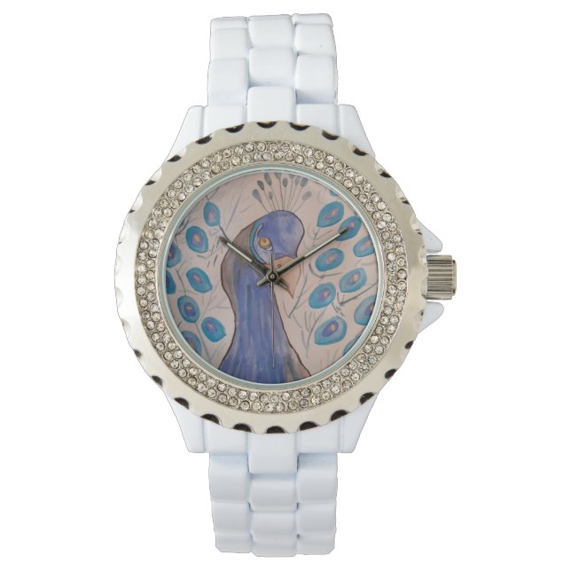 Pulsera Reloj azul de pavo real (Anverso)